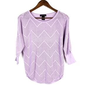 Womens Long Sleeve Purple Lavender Chevron Print‎ Cotton Top Blouse Size Small
